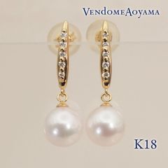 k18．南洋玉( ダイヤ0.08ct)イヤリング(未使用)N o.A.メ.125 - メルカリ