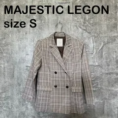 【T-1763】MAJESTIC LEGON マジェスティックレゴン Sサイズ ダブル テーラードジャケット チェック柄 ピンク ベージュ レディースのサムネイル