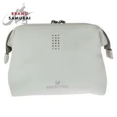 超美品 SWAROVSKI スワロフスキー クリスタル ホワイト シルバー金具 PVC ポーチ メイクポーチ 小物入れ レディース 602720【中古】のサムネイル