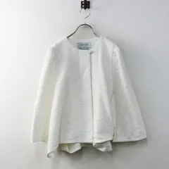 レリアン ネミカ leilian NEMIKA┃起毛 ツイード調 ノーカラーポンチョジャケット 1 ホワイト■ワイドシルエット 上着【2400015077260】のサムネイル