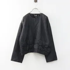 AD2020 コムコム コムデギャルソン COMME des GARCONS ポリ縮リボン装飾 ノーカラージャケット S■ブラック【2400015073262】のサムネイル