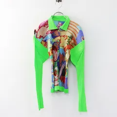 美品 激レア プリーツプリーズ イッセイミヤケ PLEATS PLEASE ISSEY MIYAKE 横尾忠則 GRAFFITI ART シャツ 3//グリーン■【2400015076133】のサムネイル
