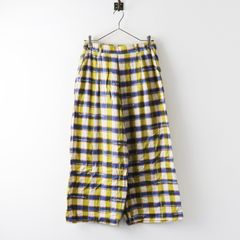2022MS マーブルシュッド marble SUD ハンモックCHECK ワイドパンツ ベージュ×イエロー∥ゴム リネンコットン【2400015073378】
