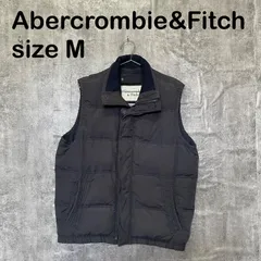 【T-1767】Abercrombie & Fitch アバクロンビー&フィッチ M 中綿ベスト ブラック 黒 ロゴ アメカジ USA古着のサムネイル