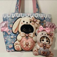 コヤンイサムチョン　刺繍デニムとフリルの大人可愛いトートバッグのルミちゃん コヤンイサムチョン 刺繍デニムとフリルの大人可愛いトートバッグの