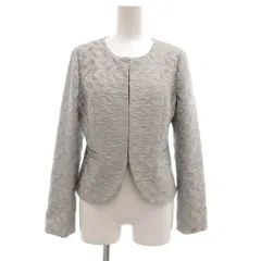 アルマーニ コレツィオーニ ARMANI COLLEZIONI ノーカラージャケット 長袖 ショート丈 総裏地 38 グレー /ML ■ECG007のサムネイル