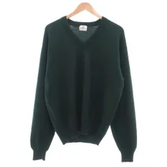 ダンヒル dunhill ヴィンテージ ニット セーター Vネック 長袖 無地 ウール LL 緑 グリーン /ML ■ECG007のサムネイル