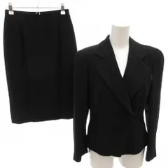 アルマーニ コレツィオーニ ARMANI COLLEZIONI 美品 セットアップ テーラードジャケット スカート ウール 40 黒 ブラック 総裏 ミディ丈 無地 長袖 PMG09T /TL ■ECG007のサムネイル