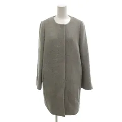 グリーンレーベルリラクシング ユナイテッドアローズ green label relaxing 美品 ノーカラーコート 40 ミドル丈 比翼ボタン 無地 グレー /YF ■ECG007のサムネイル