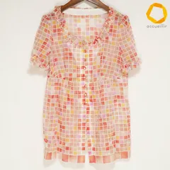 #snc ハロッズ Harrods カットソー 2 赤 ピンク 黄色 ブロックチェック フリル 半袖 シースルー レディース [1008004]のサムネイル