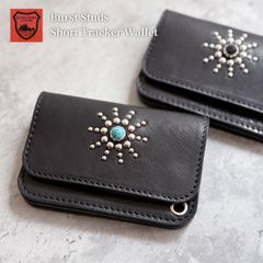 Tochigi Leather Wallet, Tracker Wallet, Short Tracker Wallet, Studded Wallet, Compact Wallet, Mini Wallet, Bi-fold Wallet, Men's Wallet, Biker Style, Brand New, Made in Japan [WL-009-st145] Free Shipping