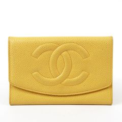 CHANEL 二つ折り財布 イエロー キャビアスキン - メルカリ