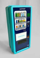 【非売品】SUNTORY ノベルティ　名刺ケース　自動販売機デザイン　自販機　プラスチックケース　水色のサムネイル