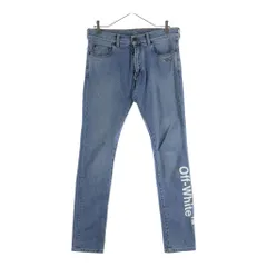 OFF-WHITE (オフホワイト) 18AW Logo Print Slim Fit Denim ロゴプリント スリムフィットデニムパンツ インディゴ OMY002F18166019のサムネイル