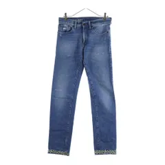 OFF-WHITE (オフホワイト) 17AW Slim Fit Jeans スリムフィットデニムパンツ ダメージ加工 バイアス柄 インディゴ OMCE015F17149068のサムネイル