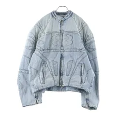 BALENCIAGA (バレンシアガ) Racer Jacket レーシング ロゴデザイン ジップアップ デニムジャケット インディゴ 790482 TNW65のサムネイル