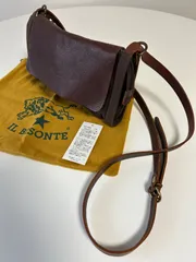 イルビゾンテIL BISONTE ショルダーバッグ ダークブラウン 牛革本革レザー×キャンパス生地イタリア製袋付きのサムネイル
