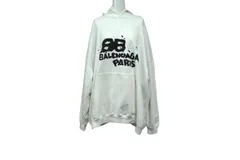 BALENCIAGA バレンシアガ ハンド ドロー BB アイコン フーディー ラージフィット ホワイト サイズXS 620947 TNVQ1 9040 美品 中古 4b003886のサムネイル