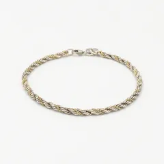 【ヴィンテージ】 ティファニー シン ツイストロープ ブレスレット 18.2cm 1990年代 90s シルバー 925 ゴールド 18K コンビ Tiffany メンズ レディース バングル カフ レア 中古 送料無料のサムネイル