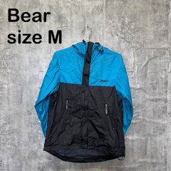 [T-1779]Bear 베어 마운틴 파커 M 블루 블루 블랙 블랙 바이 컬러 푸드 나일론 재킷 아웃도어 캠프 방풍