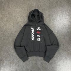AAKAM Buttoned Patch Hoodie アーカム スウェット パーカー フーディー プルオーバー デザイン ユニセックス Y2K ワイドシルエット