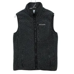 Columbia コロンビア ベスト ドット柄 フリースベスト ジップアップ アウター ハイネック フルジップ ブランド ロゴ 刺繍 ファスナーポケット ブラック L【L】 レディース 【中古】のサムネイル