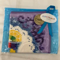 4221　【美品】　FEILER　フェイラー　シール付き　喫茶ソワレ　ハンカチ　タオルハンカチ　コラボ　パープル　ブルー　ドリンク　レディース　シュニール織りのサムネイル