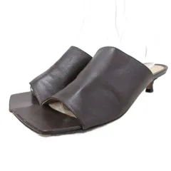ボッテガヴェネタ BOTTEGA VENETA サンダル ミュール スクエアトゥ ローヒール レザー 皮革 37 茶 ブラウン ■IBO100のサムネイル