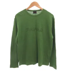 パパス Papas セーター ニット ロゴ 麻 リネン 長袖 M 緑 グリーン /FF ■IBO100のサムネイル