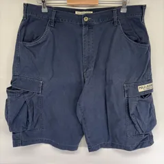 古着 ポロジーンズ POLO JEANS パンツ チノ カーゴ ハーフ ショート ジッパーフライ ワンポイントロゴ w38  ネイビー系 メンズのサムネイル