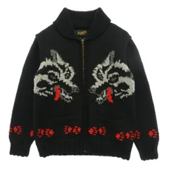 TENDERLOIN テンダーロイン T-COWICHAN WOLF カウチン ウルフ ニット ジップアップ ジャケット ブラック系 M【中古】のサムネイル