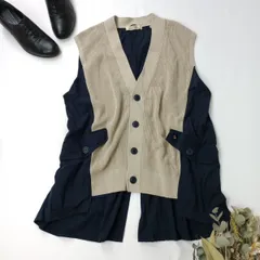 blanc basque ブランバスク ARMY 異素材ミックス Vネック ニットベスト /26Fのサムネイル