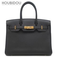 定番】HIGH CLASS ハンドバッグ ゴールド金具 レザー ブラック 30