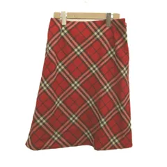 バーバリー ロンドン BURBERRY LONDON チェック柄スカート ミディ丈 ウール 40 赤 レッド FXA86-020 /YU ■GY70のサムネイル