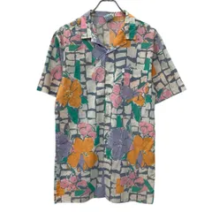 70～80s USA製 Wrangler 半袖 総柄シャツ M ホワイト マルチカラー ラングラー 開襟 70～80年代 総柄 半シャツ 夏物 a807-6347のサムネイル