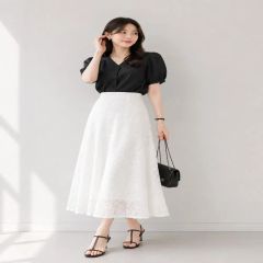 定価4.1万✨アナイ♡インポートレース シルエットフラワー フレア