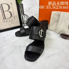 鑑定済み【 極美品 】エルメス 《 キュート 》 60 35.5 ( 23cm程度 ) ブラック シルバー金具 レザー サンダル グレナン ハイヒールのサムネイル