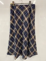 PD128⚫︎BrooksBrothers⚫︎ブルックスブラザーズ⚫︎フレアスカート⚫︎ロング⚫︎麻混⚫︎チェック柄⚫︎size7⚫︎紺×茶×白⚫︎日本製のサムネイル