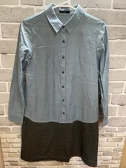 【B4-59】◇URBAN RESEARCH ROSSO サイズF ドッキングワンピース　サックスブルー　チャコールグレーのサムネイル