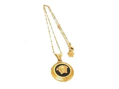 VERSACE ヴェルサーチ ネックレス メデューサ グレカ ゴールド系 メタル ユニセックス 美品のサムネイル