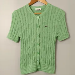 ラコステ LACOSTE ケーブルニットカーディガン 【34／XS相当】 ライトグリーン系／緑系のサムネイル