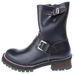 SLOW WEAR LION (スロウウェアライオン) ダブルステッチダウン オイルドカウレザー サイドジップ エンジニアブーツ ブラック 8595LRのサムネイル