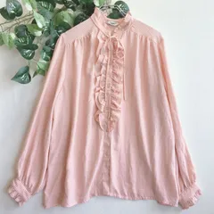 美品✨ エヴァンナ Evanna フリル ブラウス ピンク リボン 長袖のサムネイル
