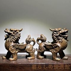 カ*て様 香港HSBC銀行 風水　ブロンズライオン像 2体セット非売品　獅子　箱 カ*て様 香港HSBC銀行 風水 ブロンズライオン像 2体セット非売品 獅子