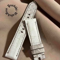 cro-1923 クロコダイル 腕時計ベルト グロス仕上げ ベージュ ラグ幅22