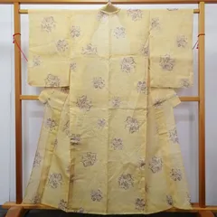 本麻　小千谷縮　着物　花【232732】のサムネイル