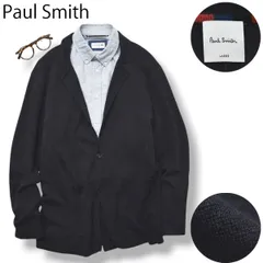 【美品】 ポールスミス Paul Smith リネン ニット セーター 2B シングル テーラード ジャケット ノッチドラペル センターベント カーディガン L ネイビー ブリティッシュ メンズのサムネイル