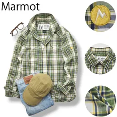 【デサント製】 マーモット Marmot 長袖 シャツ ダブルポケット ラウンドヘム M チェック柄 ミックスグリーン アウトドア カジュアル ウェア タウンユース レジャー メンズのサムネイル