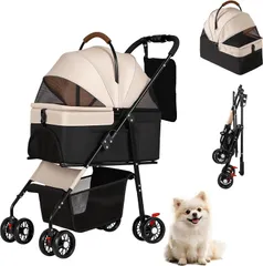 VICTONE ペットカート 犬カート ペットキャリー 分離型 犬用カート 小型犬 中型犬 猫 ペットバギー ワンタッチ折り畳み コンパクト収納 後輪ブレーキ付き 組み立て簡単 耐荷重20Kg 軽量のサムネイル