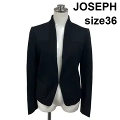 ◆ ジョゼフ JOSEPH ジャケット 長袖 ノーカラー Vネック 異素材 フロントホック 黒 綿 36 S 7号 レディース S6I007のサムネイル